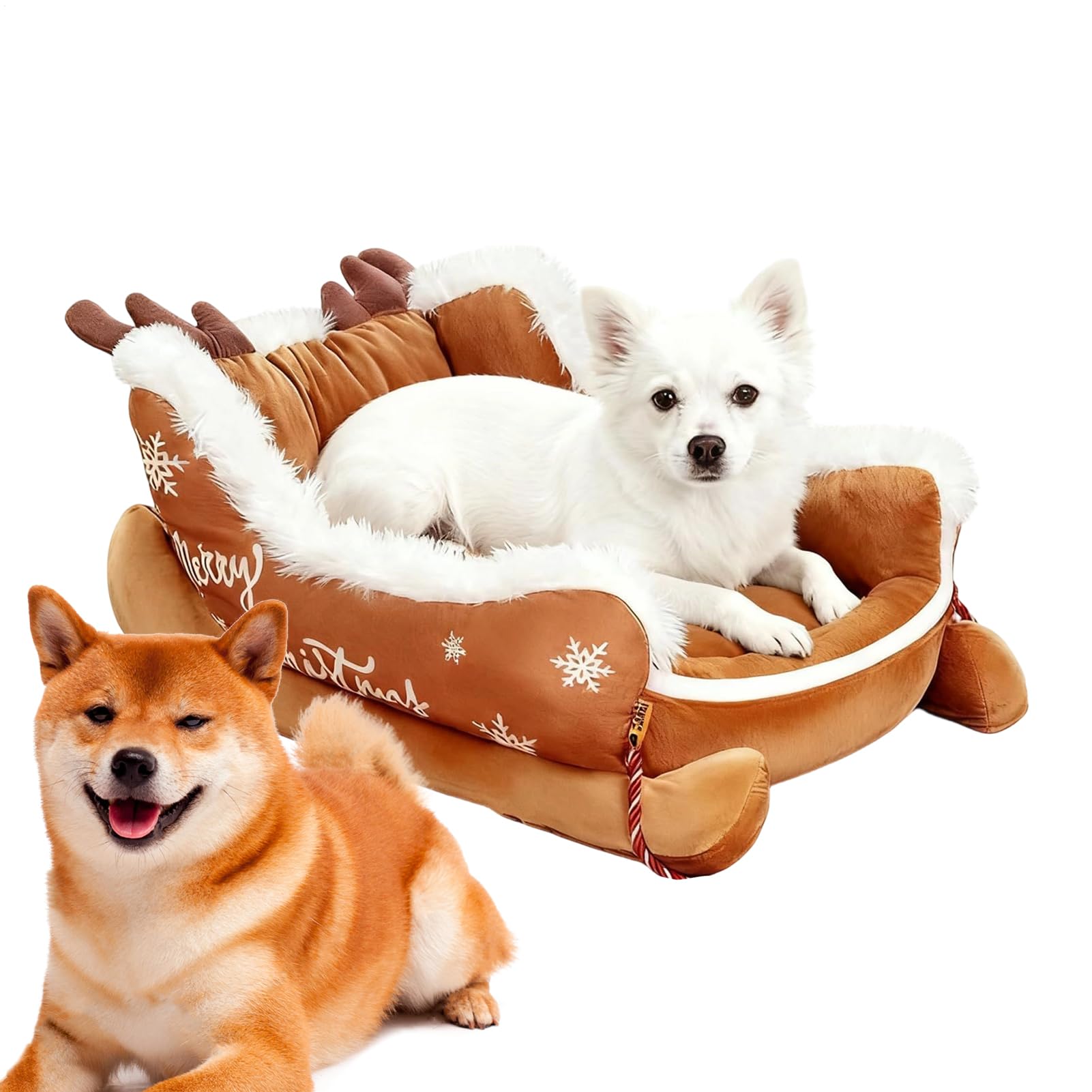 Cuccia per Cani Slitta di Natale Divano Caldo per Cuccioli Natale | Tana Calda Per Cani Piccoli Per Proprietari di Animali Freddo Casa Soggiorno Camera da Sonno Notturno Diurno