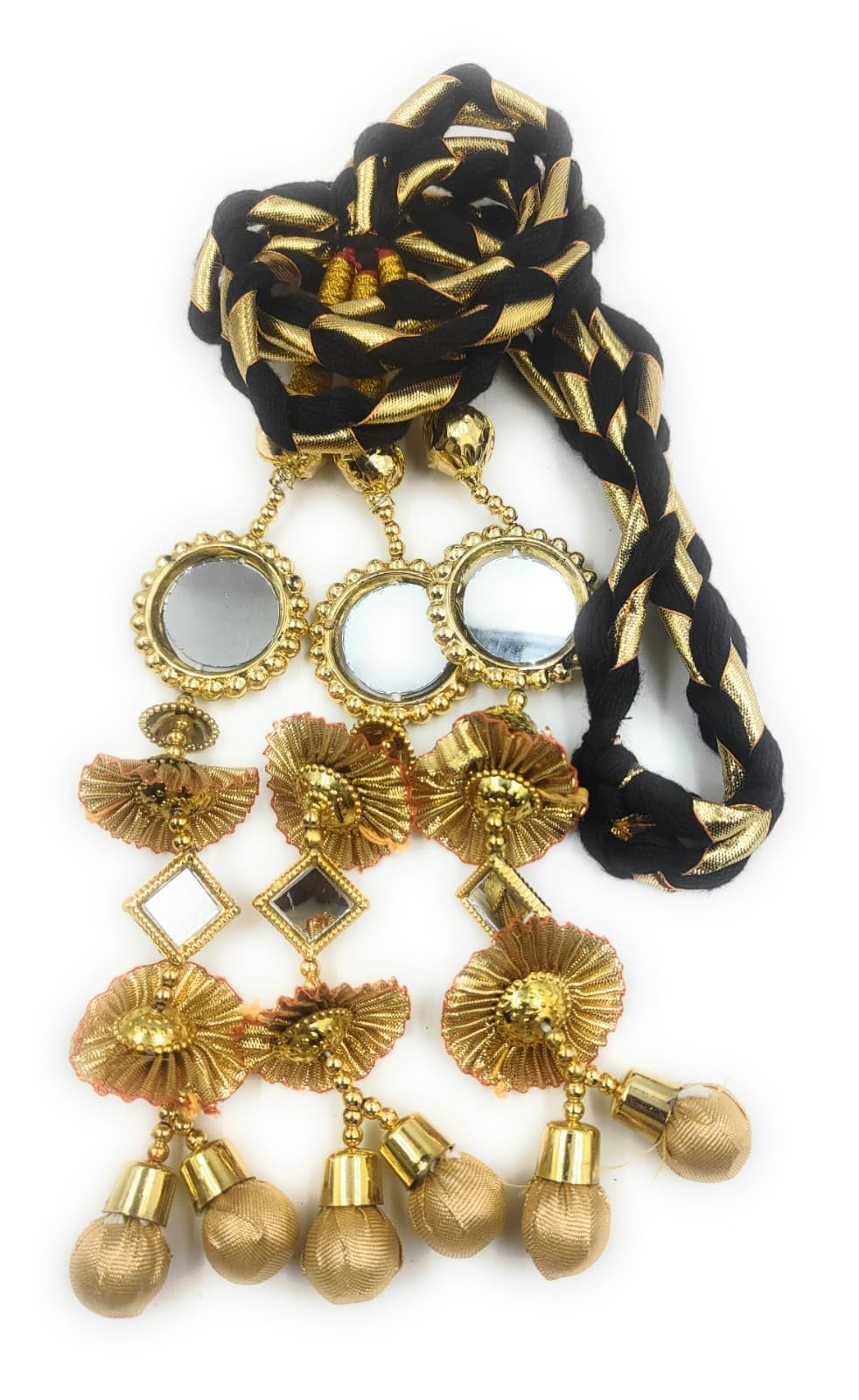 SIMKA® Golden Dori Hande made Punjabi Paranda/Traditional Parandi for Women & Girls/Hair Extension/Braid Tassles/Choti/Ethnic Hair Accessories (1 piece)-image-11