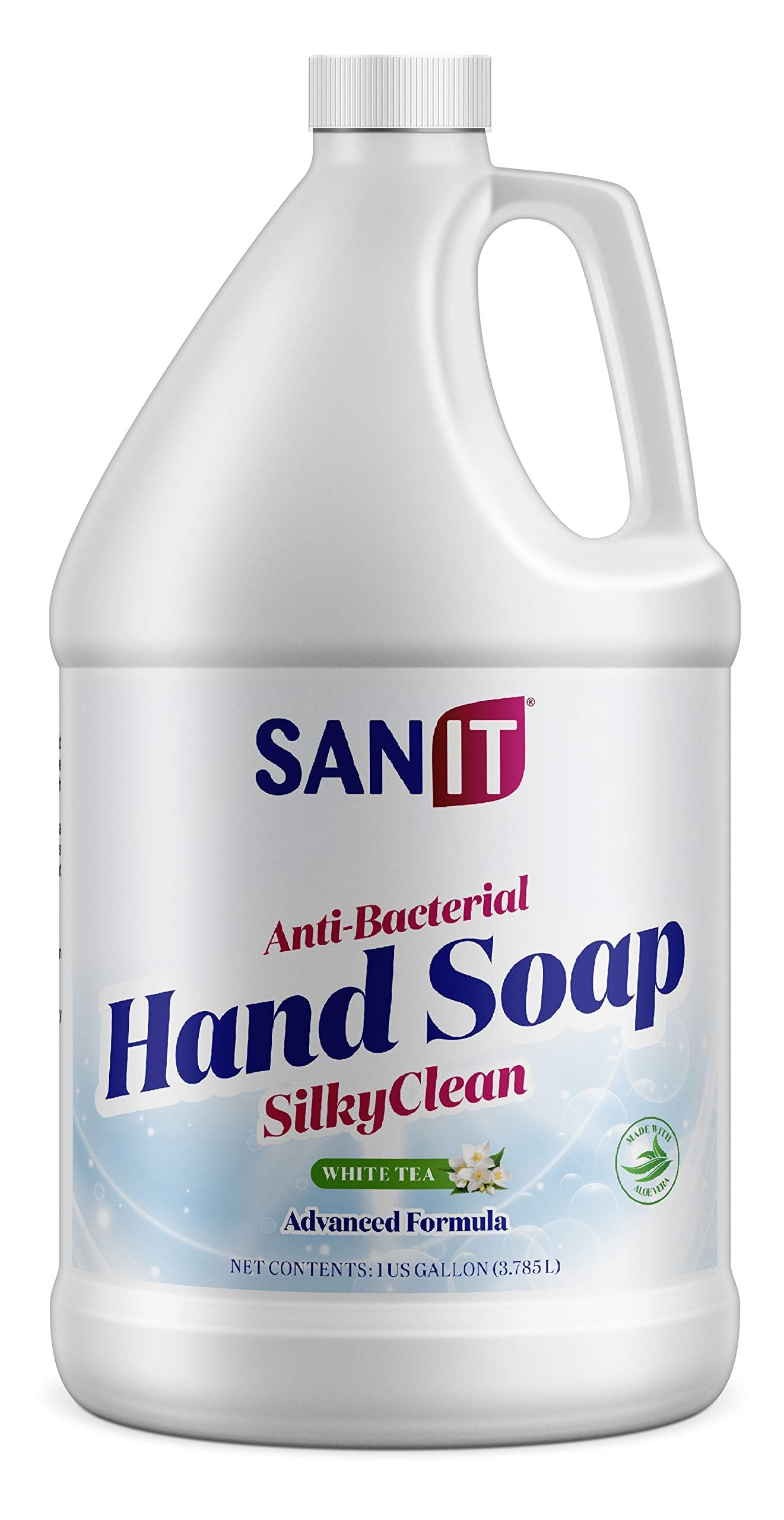 Sanit Silky Clean Antibacterial Liquid Gel Hand Soap Refill - Advanced Formula with Coconut Oil and Aloe Vera - All Natural Moisturizing Hand Wash -
