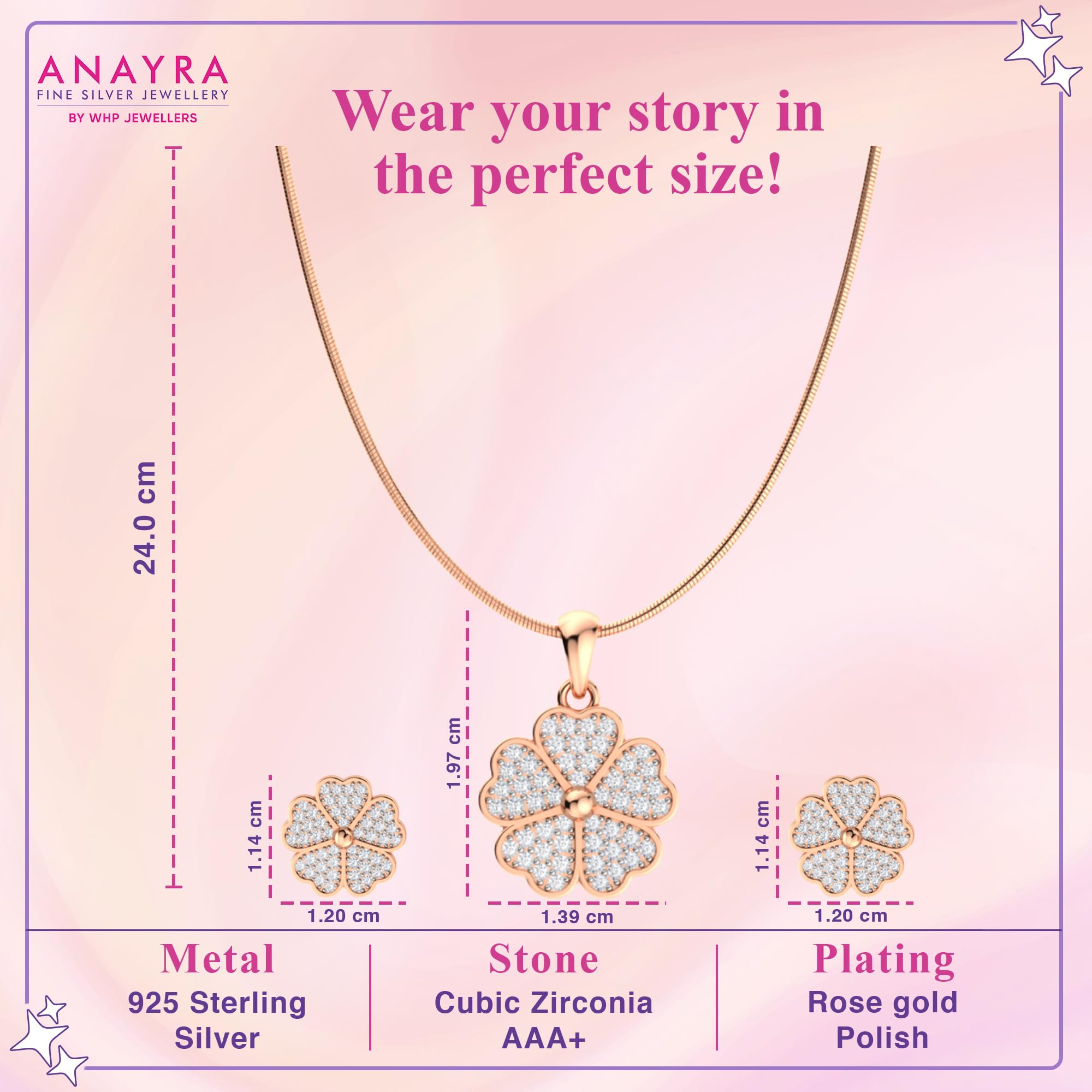 ANAYRA Juego de colgantes de plata de ley 925 para mujer | Conjunto de colgantes de plata con certificación Hallmark | Joyas de plata para mujer | Ideal para regalar