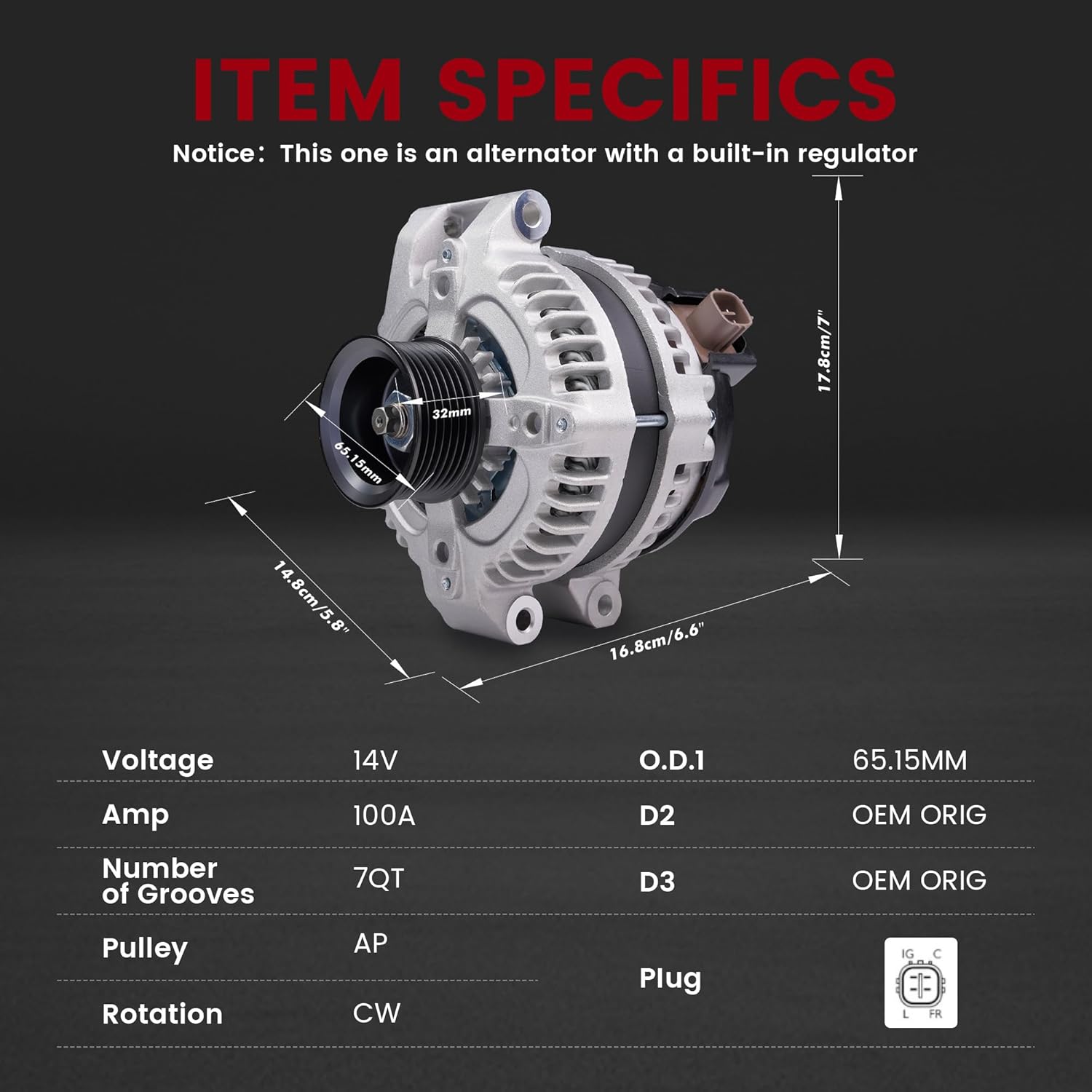 Alternator for-Honda Accord 2003-2007,Civic 2006-2010,CR-V 2007-2009,Element 2003-2009,For-Acura CSX 2006-2008,TSX 2004-2008,OE31100-RAA-A01,31100-RTA-003,31100-RTA-033