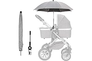 Compact Stroller Umbrella with Secure Clamp for Enhanced Sun Protection