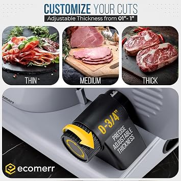 Meat Slicer, 200W Powerful Electric Food Slicer-Deli Meat Slicer Machine for Home Use for, Cheese, Bread, Vegetables-2 Round 7.5 Stainless Steel Blade, Child Lock Protection & Adjustable Thickness