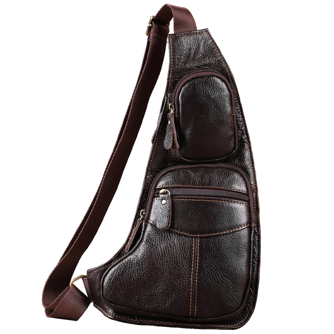 KPYWZER Vintage Leather Sling Bag Backpack for Men Crossbody Shoulder Chest DayPack Backpacks