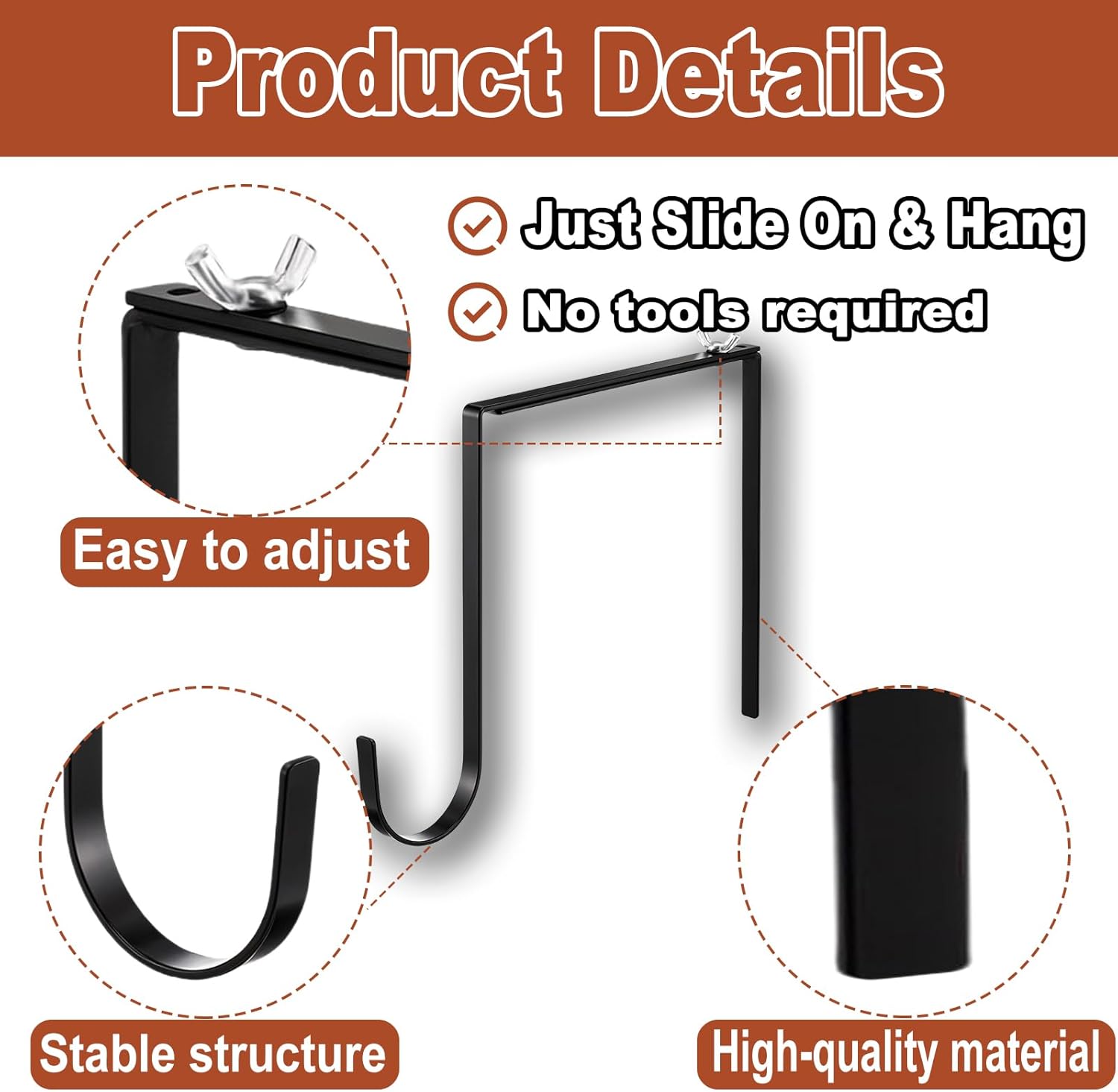 10 Pcs Outdoor No Drill String Light Hooks for 6-11 inch Concrete, Cinder Block & Brick Walls, Metal Adjustable Wall & Brick Hangers for Hanging Outdoor Rope Lights Cable Cord Holders Organizer