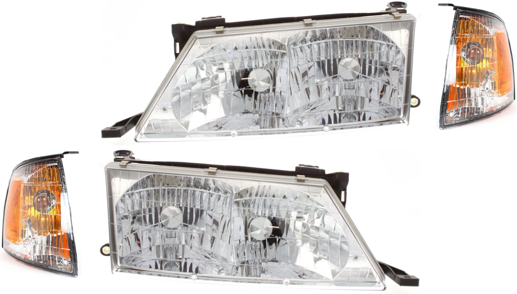 Garage-Pro Driver and Passenger Side Headlight Assembly for Toyota Avalon XL XLS 1998-1999, Halogen, With Bulbs, W/Corner Light, Replaces# 81110AC010