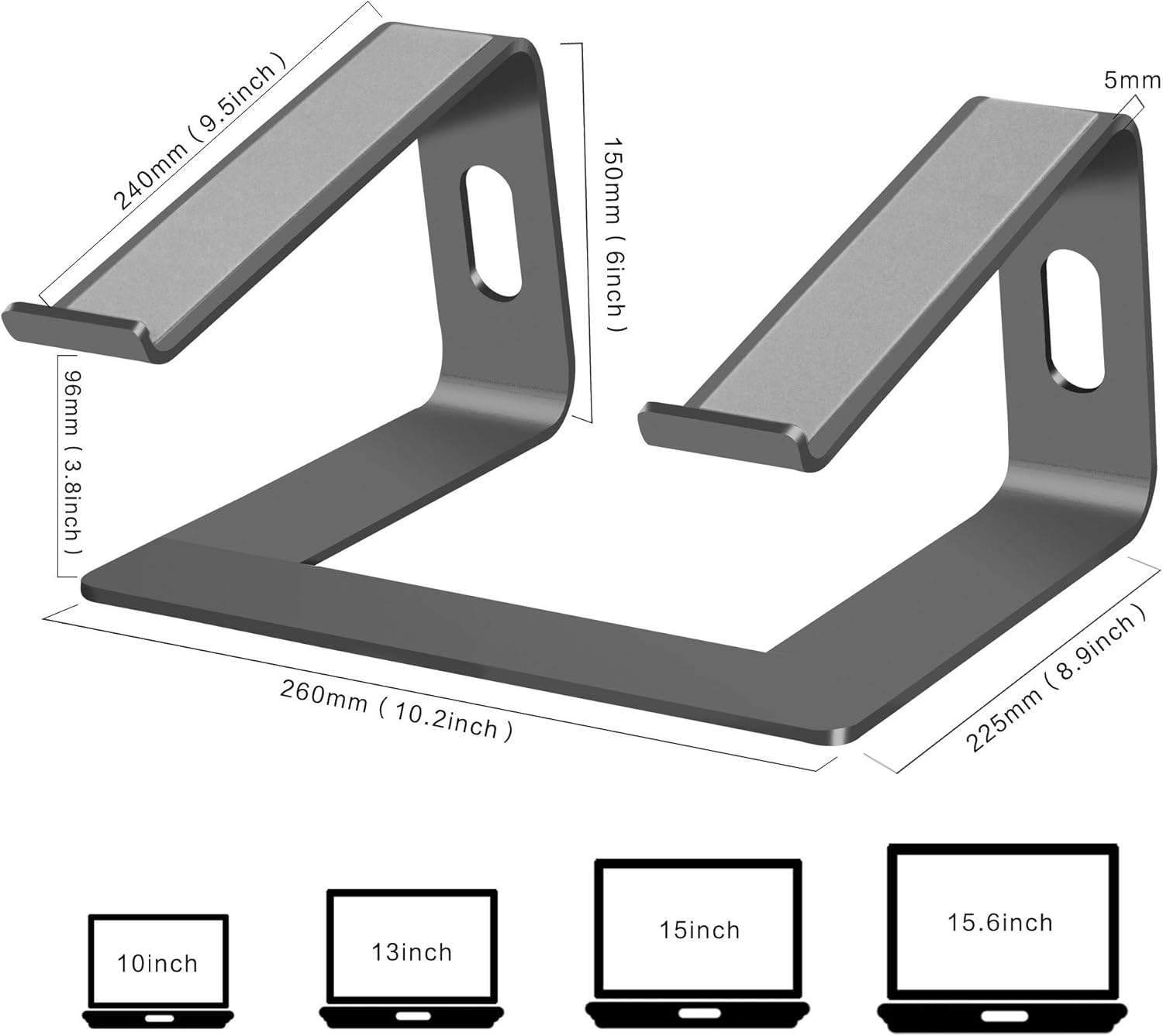 Review Discount Orionstar Laptop Stand Portable Aluminum Laptop Riser Compatible with Apple Mac MacBook Air Pro 10 to 15.6 Inch Notebook Computer, Detachable Ergonomic Elevator Holder, Space Grey