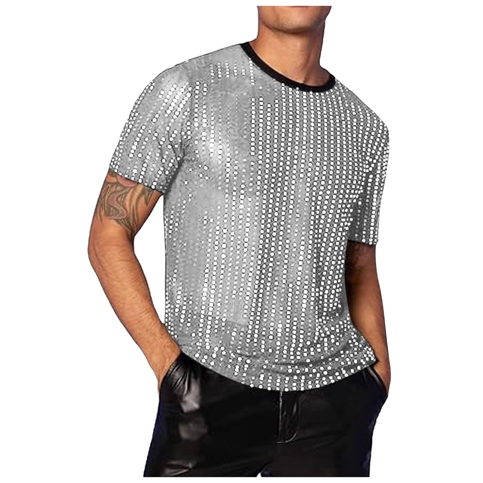 Maglietta Uomo Vintage Con Teschio E Strass – Slim Fit, Cotone Ed Elastan, JA-2319