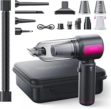 REWONDER Handheld Car Vacuum Cleaner, 22000Pa & 110000RPM Powerful Suction Car Vacuum, Cordless Portable Vacuum with 7800mAh