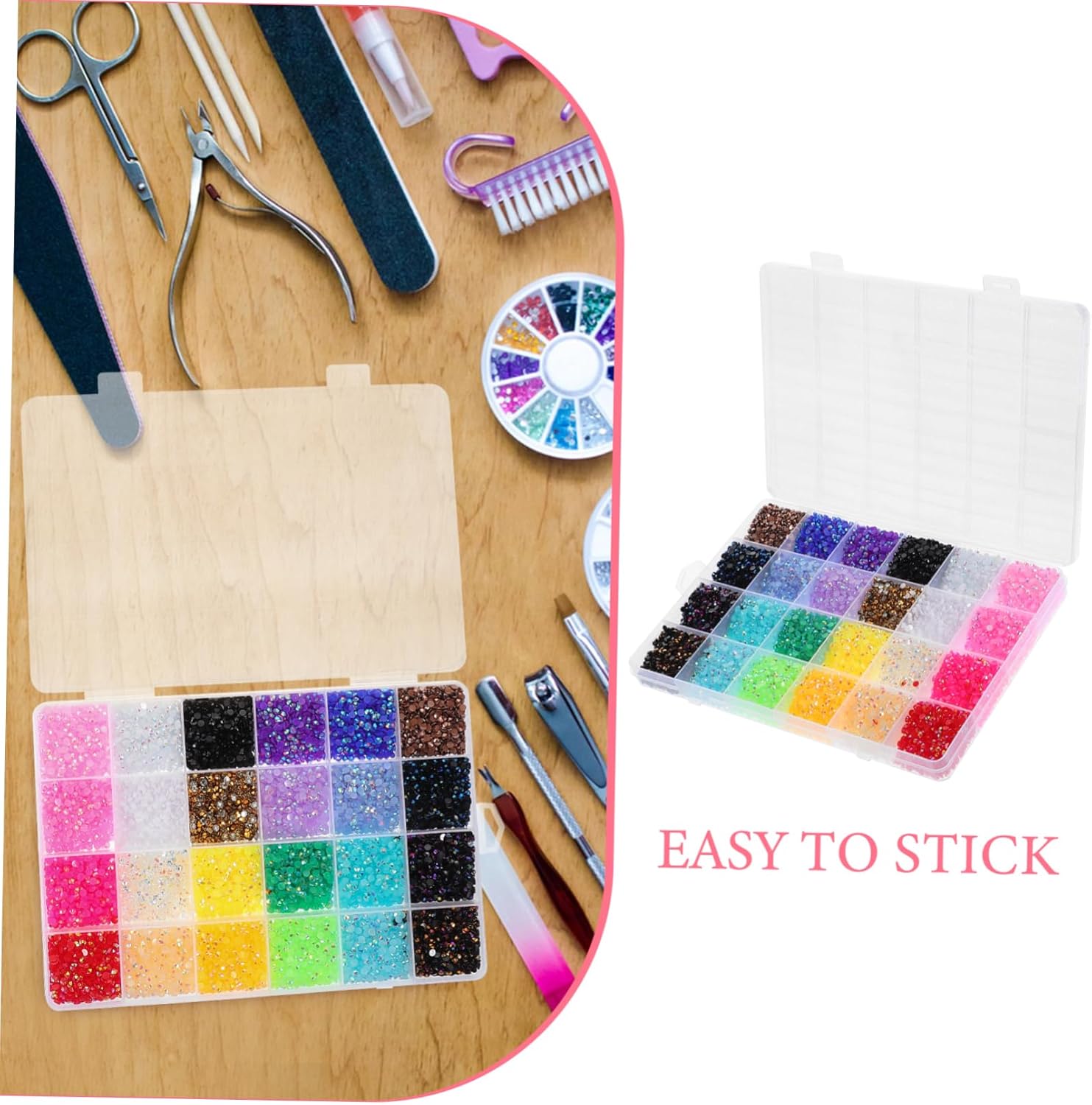 24000pcs Flatback Nail Rhinestones Kit Colors Gems for Easy Application for Creative Designs