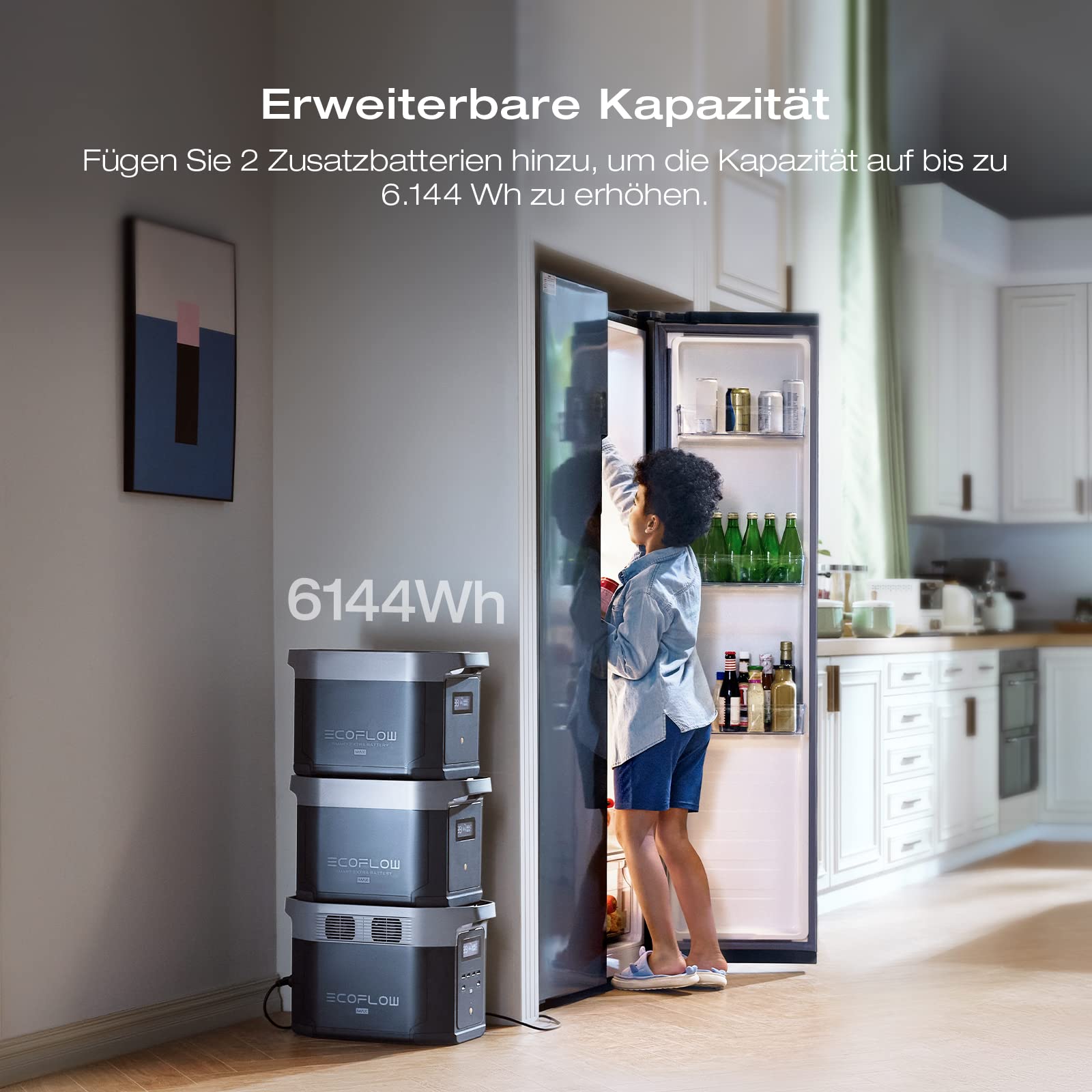 EcoFlow DELTA 2 Max tragbare Powerstation 2048Wh, erweiterbar 2-6 kWh, LFP-Batterie mit 3000 Zyklen, 80% Ladung <1 Std, 3000W Max Ausgangsleistung, Solargenerator für Zuhause, Camping, Wohnmobil - 3