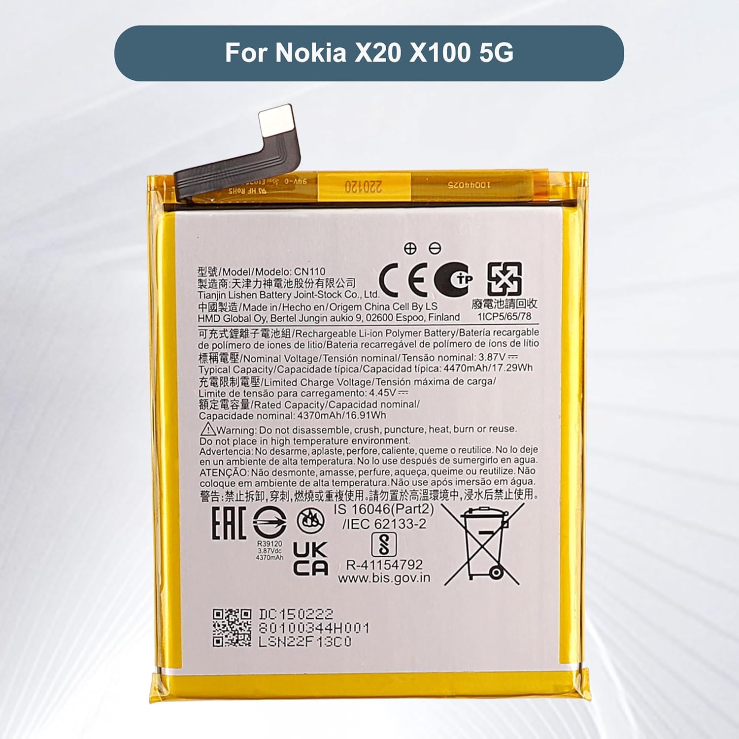 E-YIIVIIL Replacement Battery CN110 Battery Compatible with Nokia X10 5G TA-1350 X100 5G TA-1399 with Tools