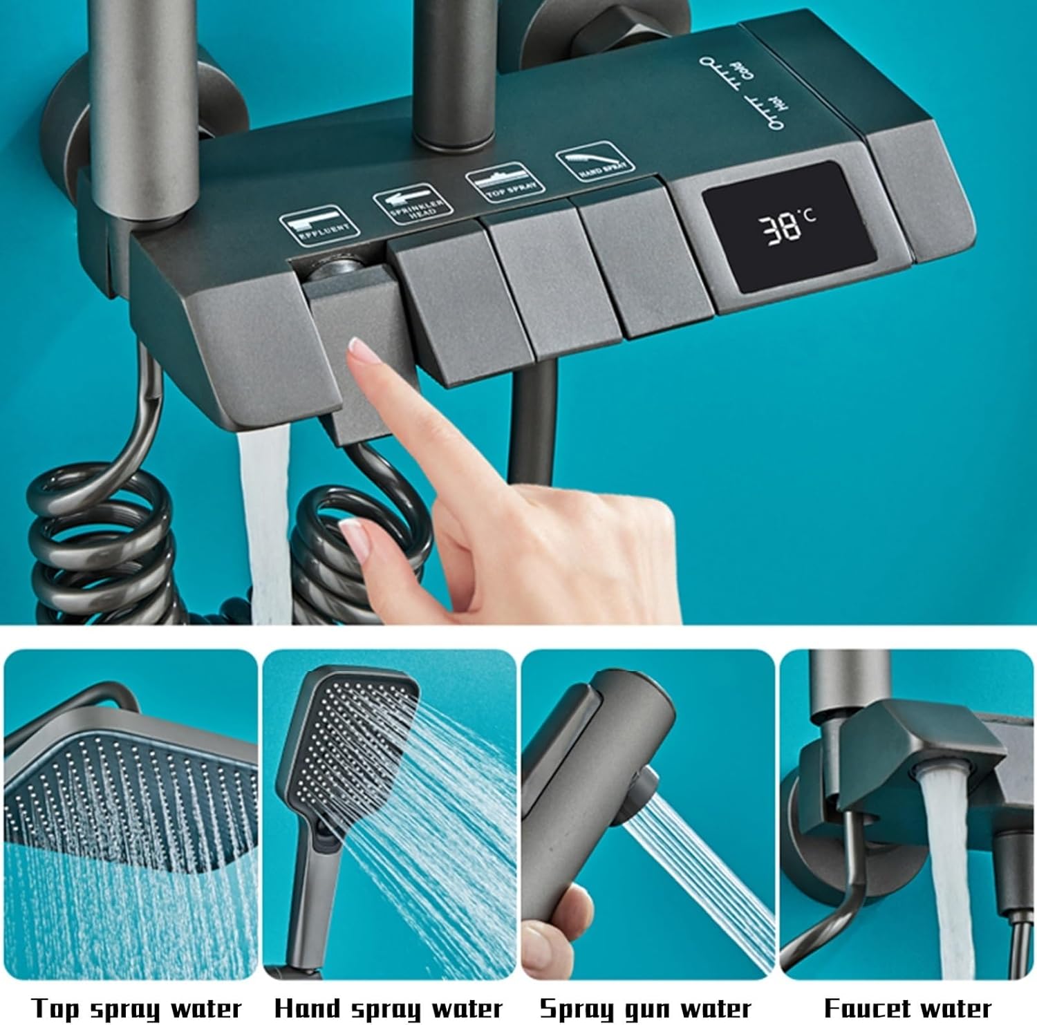 Shower Faucet Set Exposed Shower System Fixture Set Bathroom Shower Faucet Combo Unit Set Dual Function