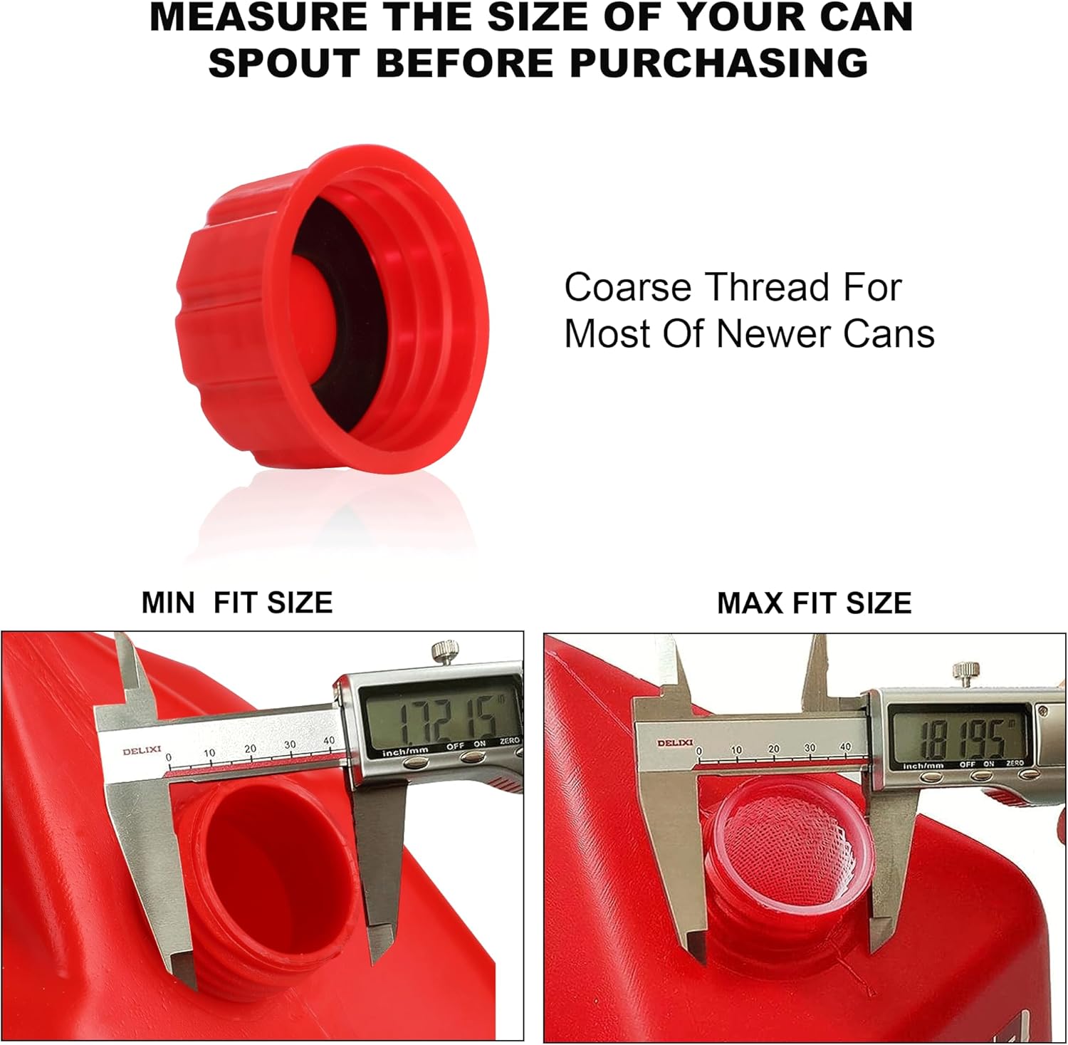 Niwikca Gas Can Cap Replacement, Universal Fit Gas Can Spout Cover, 8 Pack with Gasket for 1 & 2，5 Gallon Gasoline Can, Small Gas Canister thumbnail