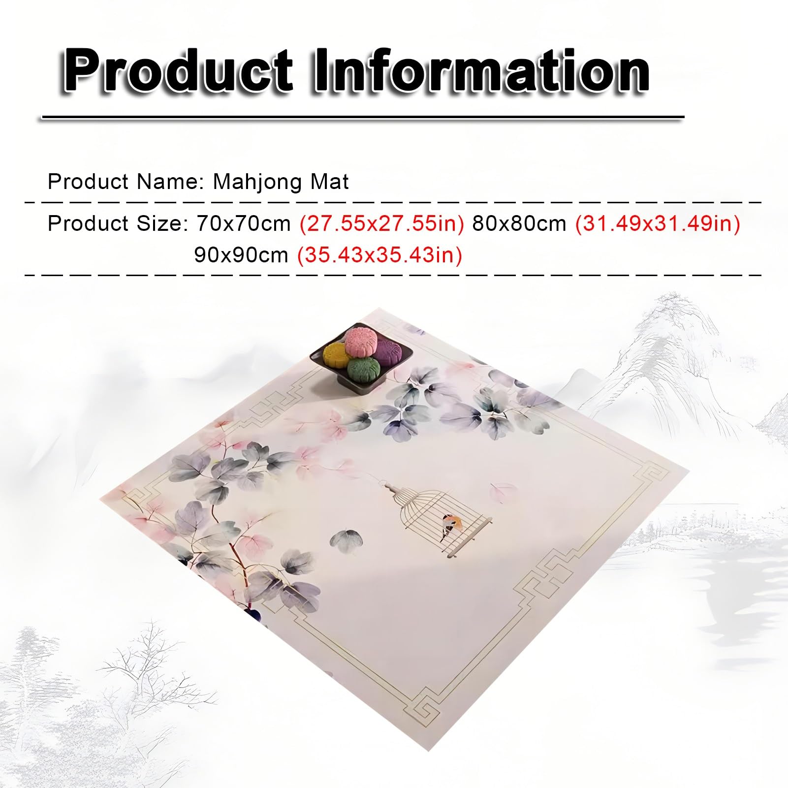 tapete de póquer, Tapete de Mesa Majiang, tapete Mahjong Cuero Antideslizante, Cuadrado Resistente al Desgaste(Style 1,80x80cm (31.49x31.49in))
