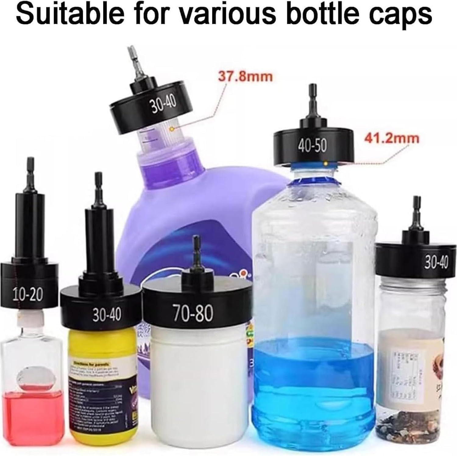 Electric Handheld Screw Capper, Cordless Screw Capper with 12 Pcs Screwing Heads, Bottle Capping Machine,350-1350 RPM Speed,Auto-Stop and Reverse Function,for 10-100mm Diameter
