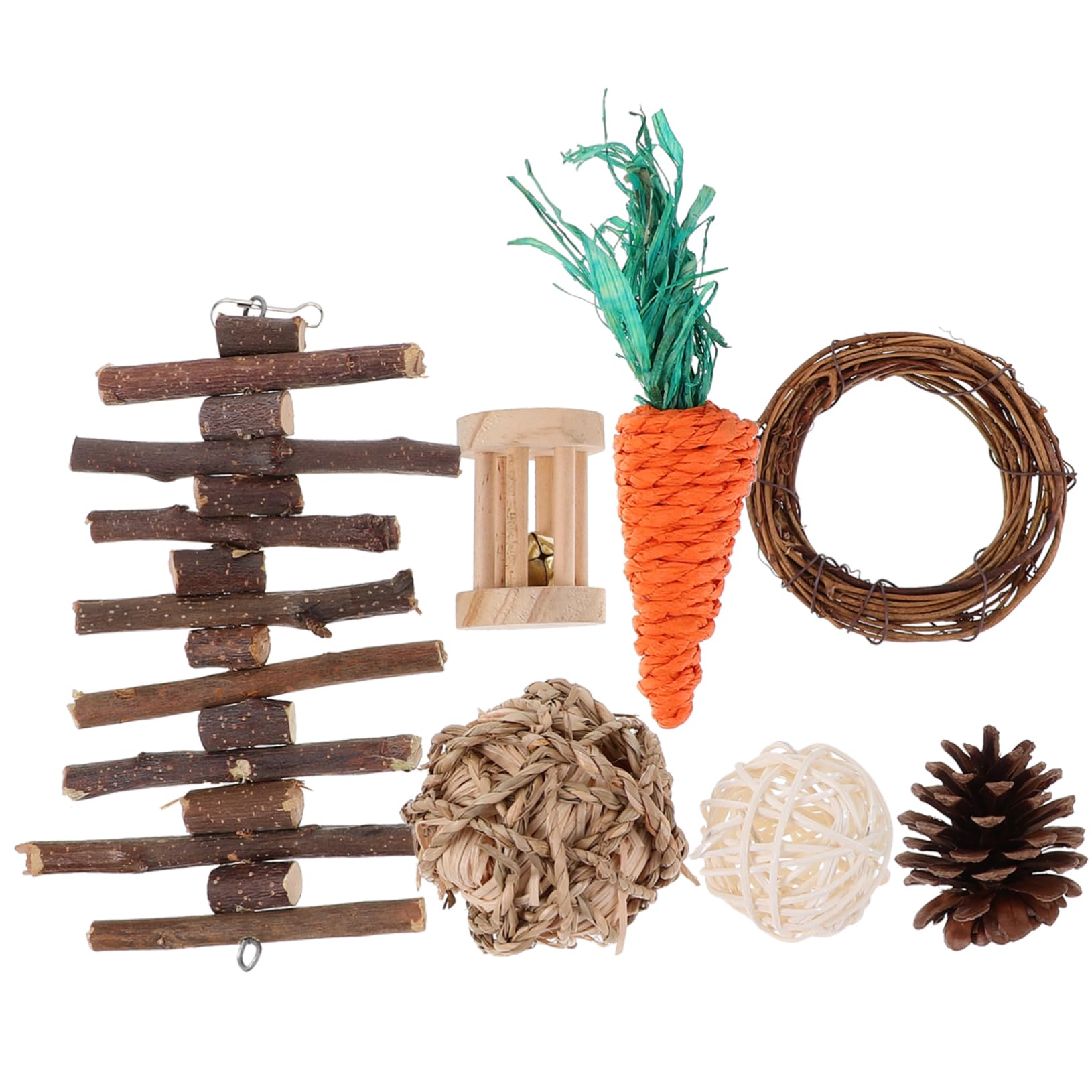 INOOMP 3stücke Hamster Spielzeug Aus Holz Und Rattan Teiliges Kauspielzeug Für Kleine Tiere Wie Hamster Meerschweinchen Und Ratten Inklusive Molarring Und Spielzeugball Zur Zahnpflege