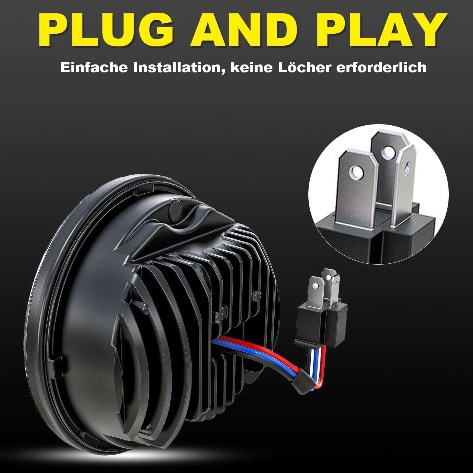 5,75 zoll Led Motorrad Scheinwerfer e-geprüft für Harley Davidson Dyna Street Bob Super Wide Glide Low Rider Night Rod Train Sportster Iron 883 Indian Scout Triumph