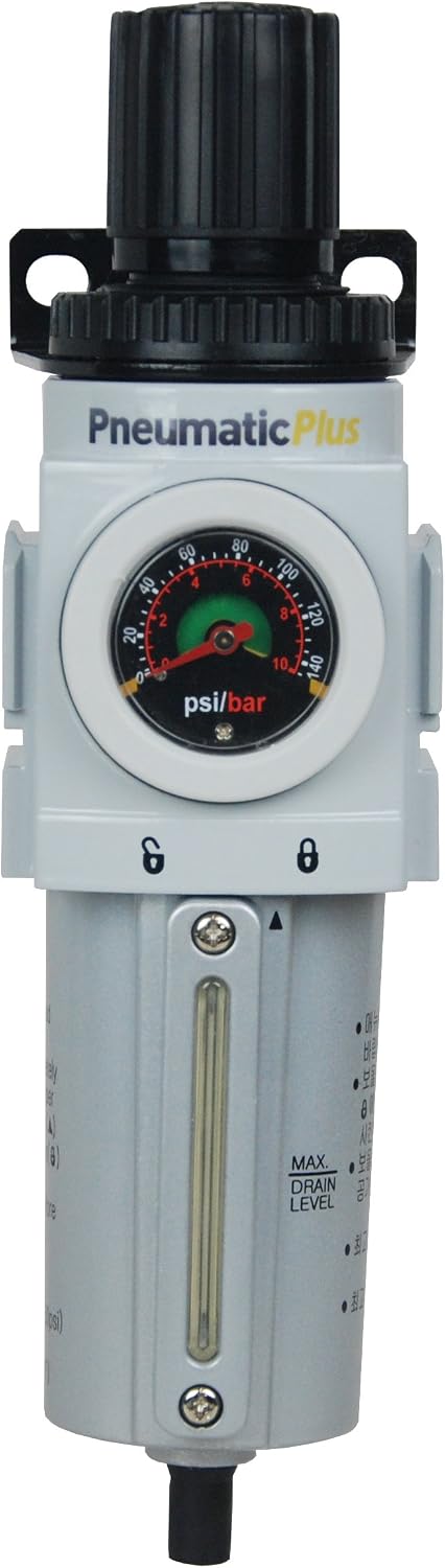 PneumaticPlus PPP4-N04BG-Q1 Air Filter Regulator Combo 1/2" NPT, 5 Micron