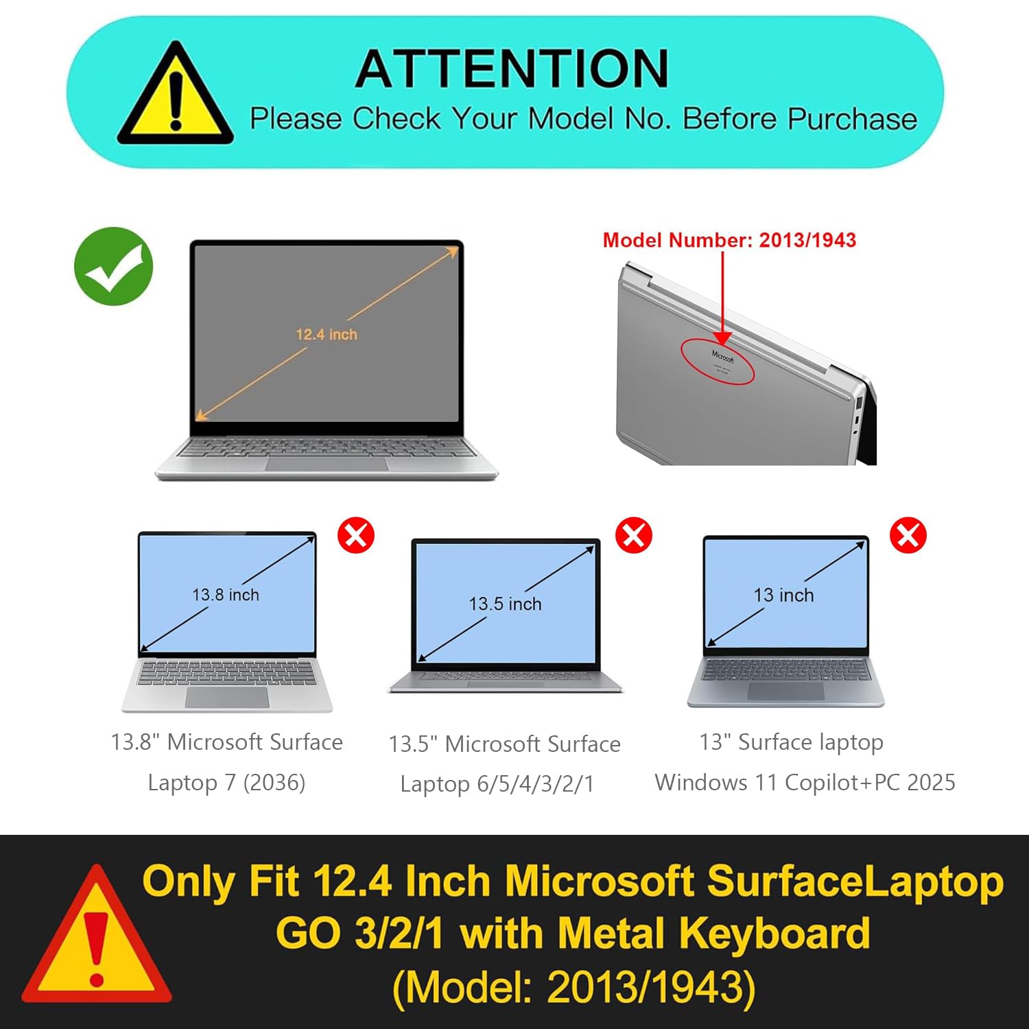 YSCLBAHUK - Funda para portátil Microsoft Surface de 12.4 pulgadas Go 3/2/1 modelo 2013/1943, diseño creativo, duradero, resistente a los arañazos, con protector de pantalla + cubierta de teclado