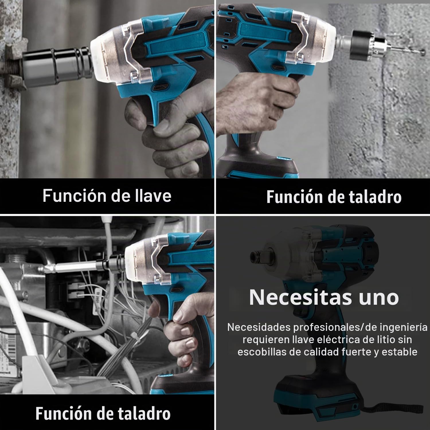 Llave de impacto con batería de 550 N.m, 21V Pistola de Impacto Bateria, Llave Impacto de 1/2" Cuadrada, Taladro de Impacto Eléctrico, para Reparación de Automóviles (con 2 Batería de 3,0 Ah)