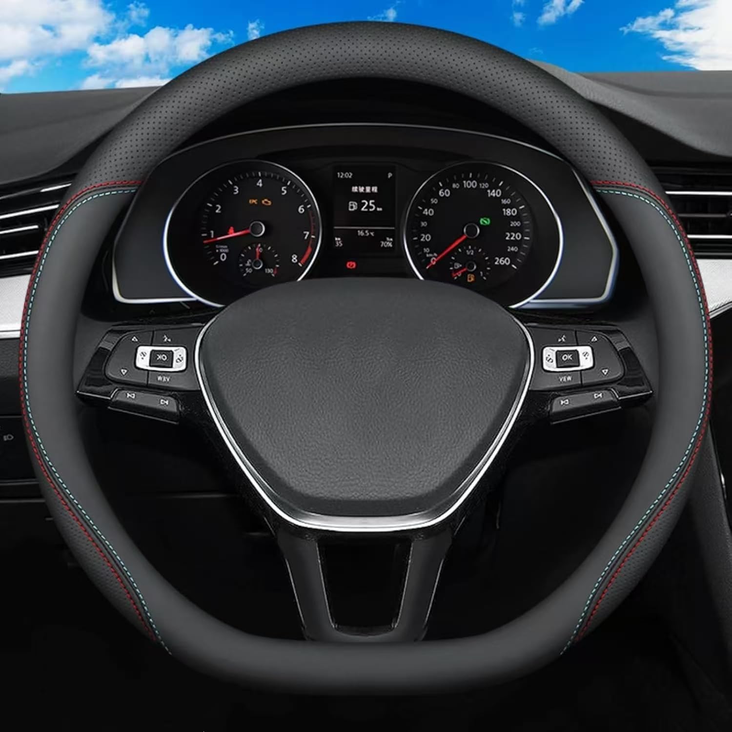 Car Wheel Cover Protector for Kia Seltos 2026 2025 2024, Microfiber Leather Steering Wheel Cover, Anti-Slip Breathable Steering Wheel Cover,D