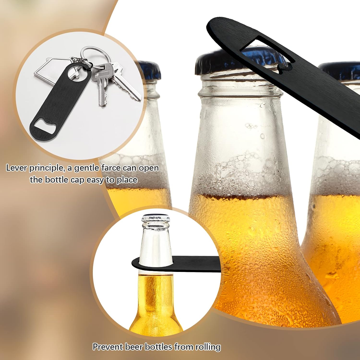 24 Pcs Flat Bottle Opener 4.9x 1.18 inches Black Stainless Steel Beer bottle Openers Heavy Duty Bar Blade Solid Bottle Cap Opener Funny Bartender Bottle Opener for Restaurant Party Supplies image 3