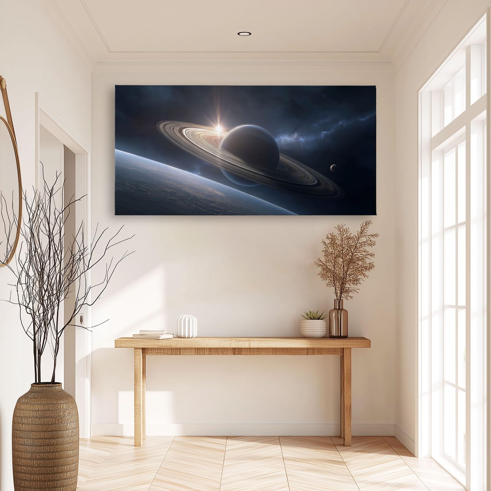 Tela artistica da parete con cornice, galassia e stelle, impermeabile, stampa su tela, decorazione da parete moderna per camera da letto, soggiorno, cucina, decorazione per la casa, 120 x 80 cm