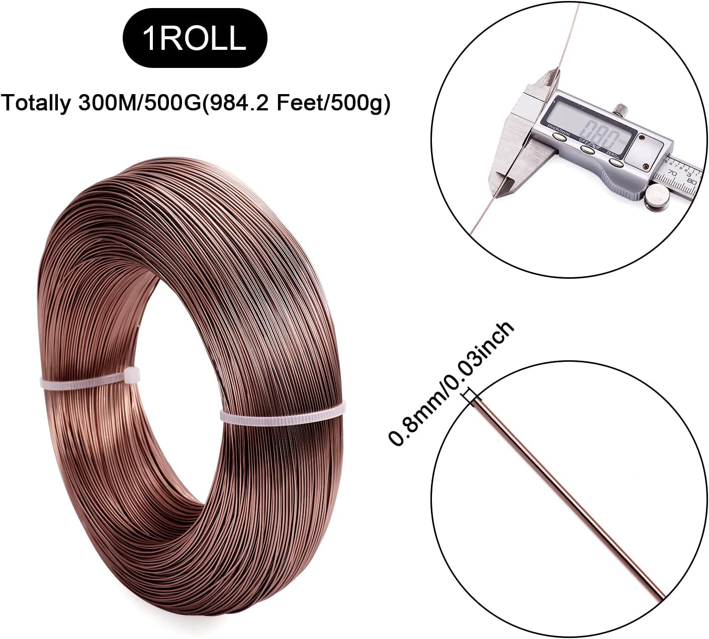 Pandahall 984 FT Brown Aluminum Wire 20 Gauge Flexible Metal Craft Wires Armature Bendable Wire for Jewelry Making, Bonsai Trees, Sculpting, DIY Crafts Beading Floral