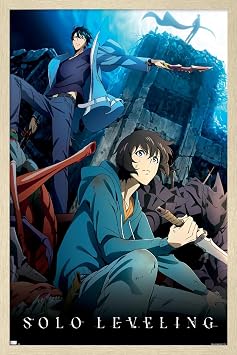 Trends International Solo Leveling - Key Art 2 Wall Poster, 34L x 22.4W, Blonde Framed Version