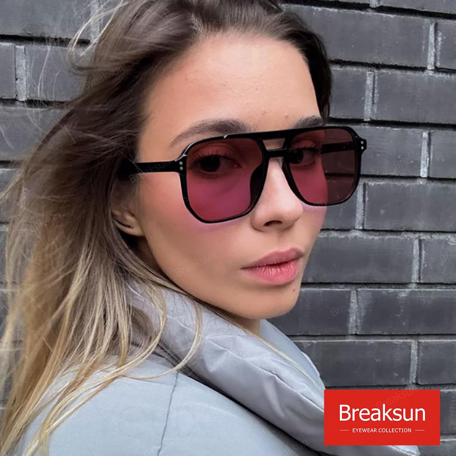 Retro Square Aviator Sunglasses for Women Men Trendy 70s Square Sun Glasses Vintage Shades - Image 2