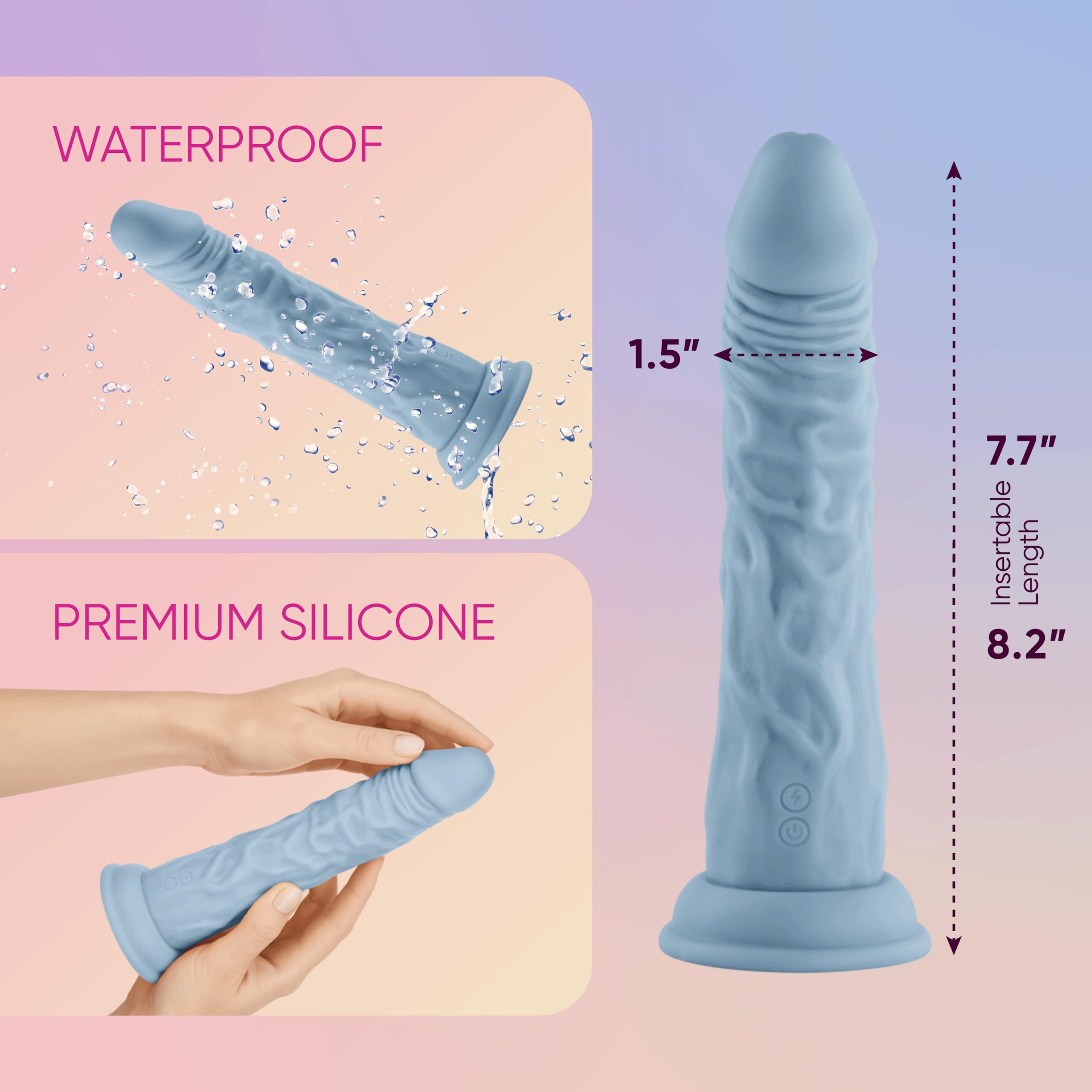 Femmefunn Wireless Turbo Shaft Vibratori Light Blue 21,5 cm