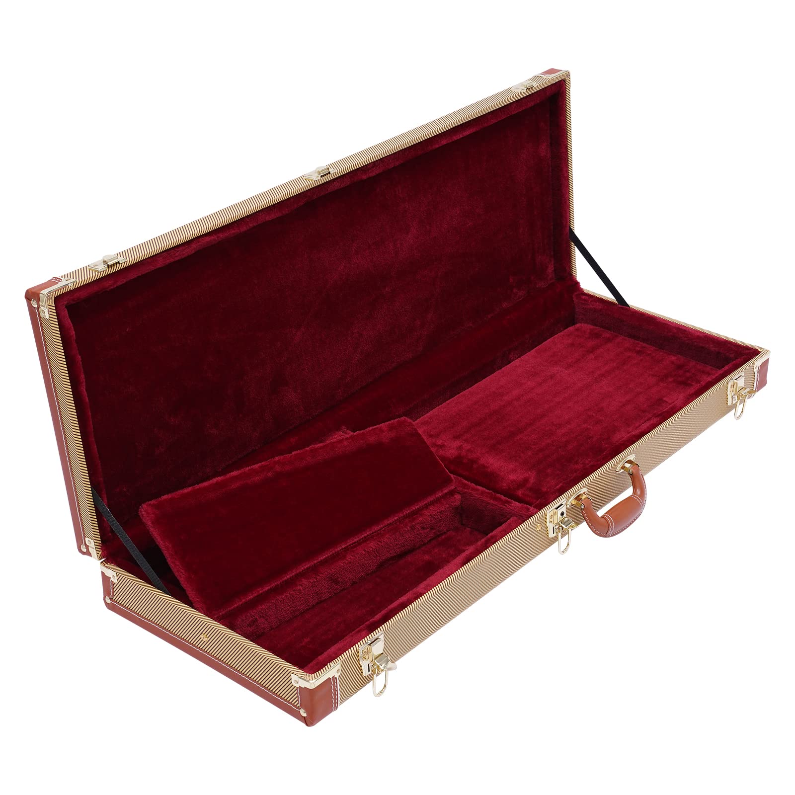 Étui élégant pour guitare électrique, portable, rectangulaire, rigide, avec clé, étanche, avec sangle et poignée, pour guitare électrique, 105 x 36 x 11 cm, jaune, jaune, 105*36*11cm, Moderne