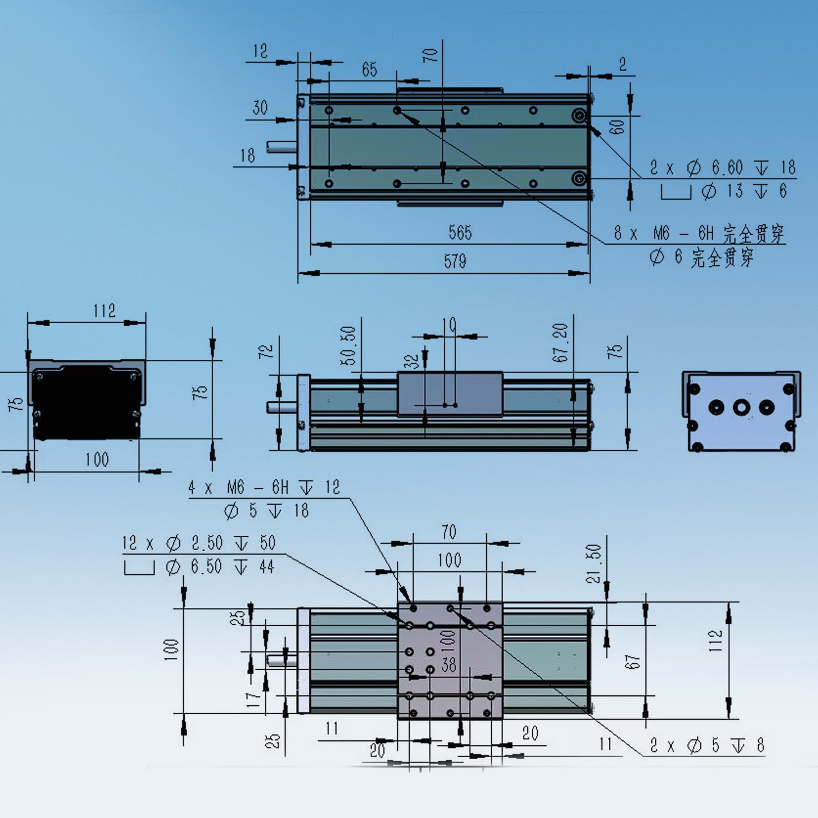 RATTMMOTOR FBX100-400 mm Kit d'actionneur linéaire CNC lourd en alliage d'aluminium entièrement fermé Actionneur de scène de mouvement linéaire double rail coulissant linéaire axe X Y Z Table