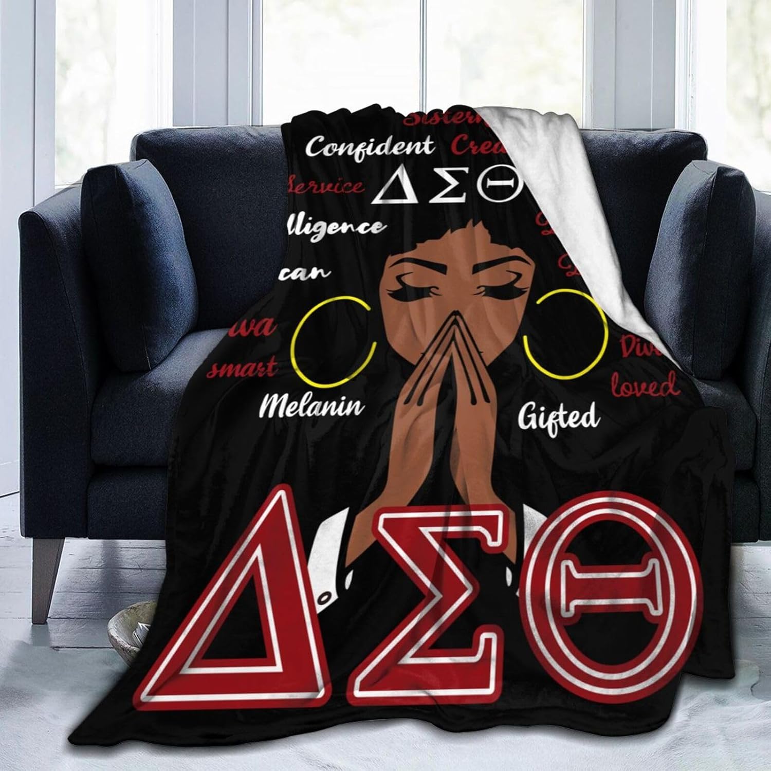 Sorority Gifts Blanket Throw Flannel Lightweight Comfortable Warm Paraphernalia Blankets for Women Girls (60"x 50")