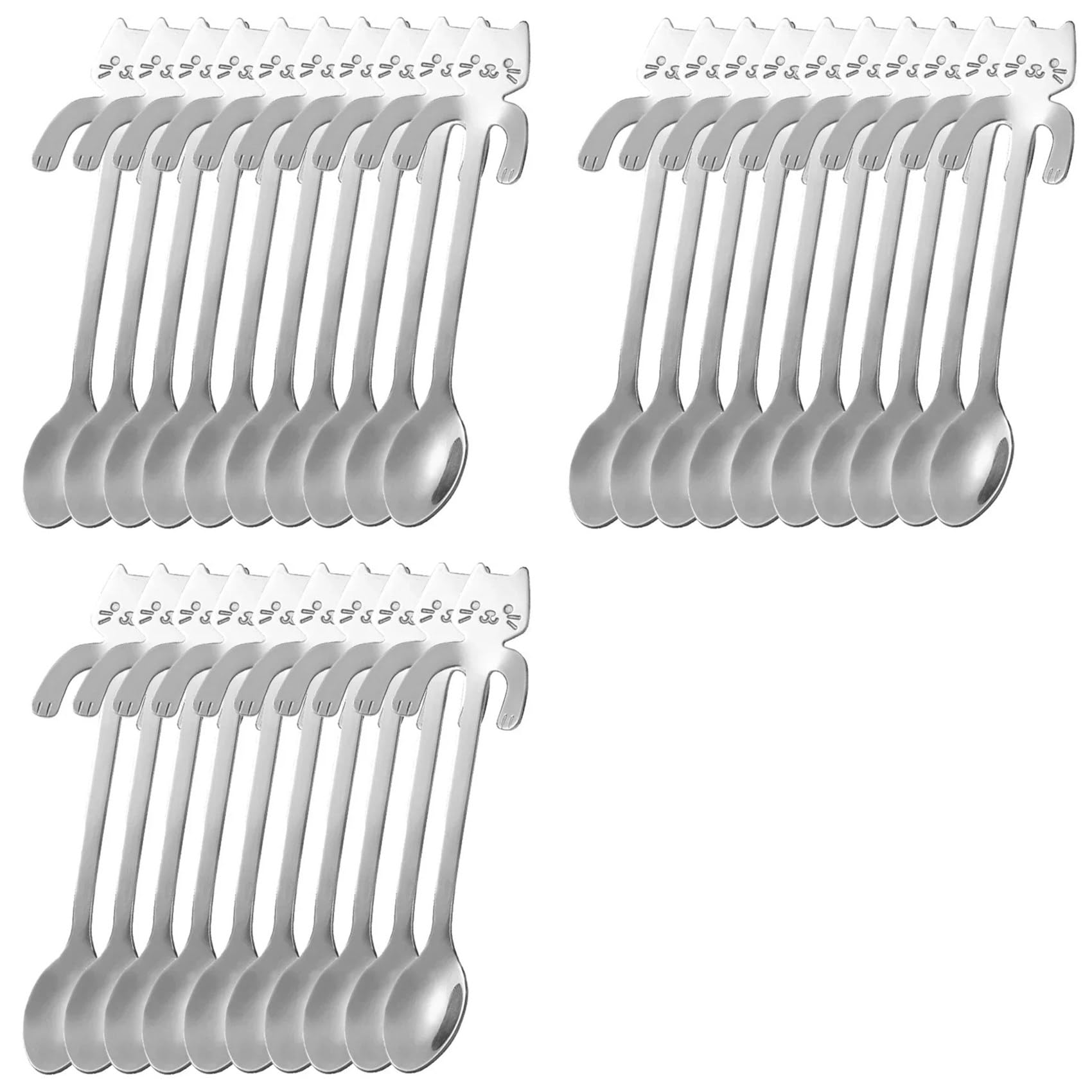 Hndhbfgrt 30Pc Stainless Steel Cat Coffee Spoons Mini Cute Cat Modeling Teaspoon Ice Cream Dessert Spoon Kitchen Tableware Gadgets