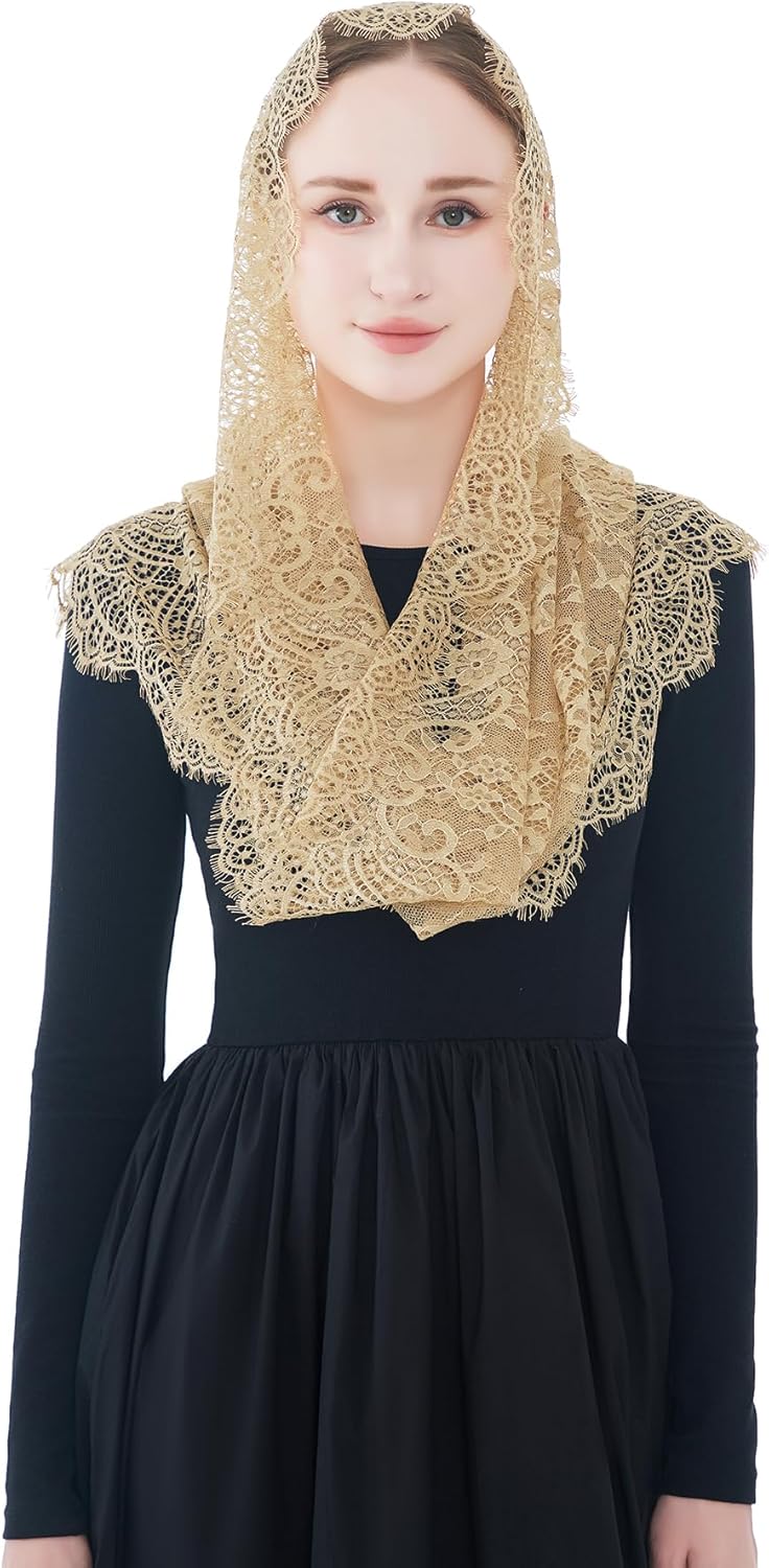 Wgior Spanish Infinity Veils for Church Lace Chapel Veils Catholic Church Veil Latin Mass Head Covering Scarf Mantilla - Image 6