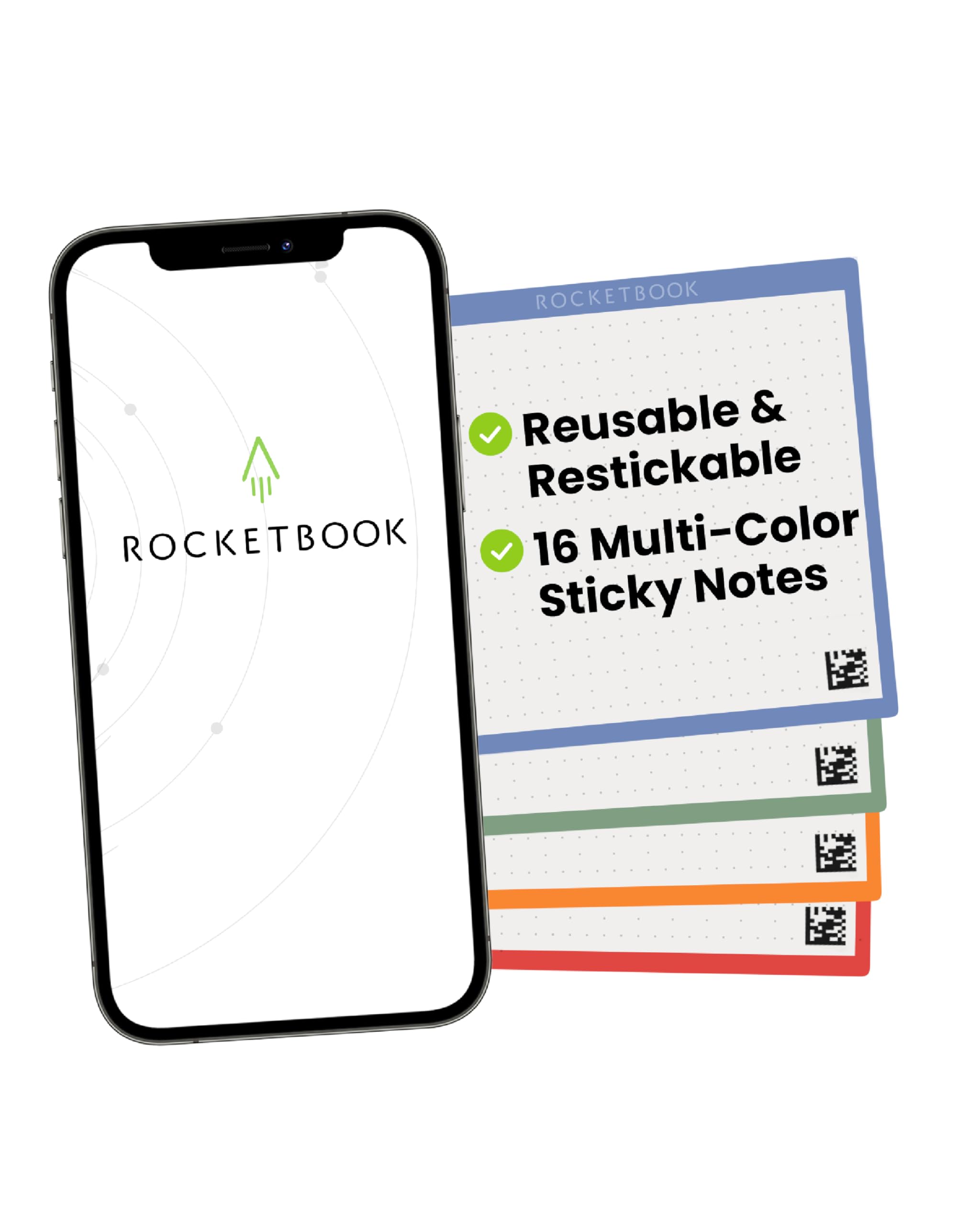 Notes adhésives réutilisables 7.6x7.6 cm Rocketbook bloc mémo effaçable connecté - 8