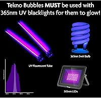 Vista 4 de Atomic Bubbles: Tekno Bubbles - Paquete de 12 (6 doradas, 6 azules), botellas de 4 onzas, burbujas brillantes de luz negra UV, fiestas brillantes