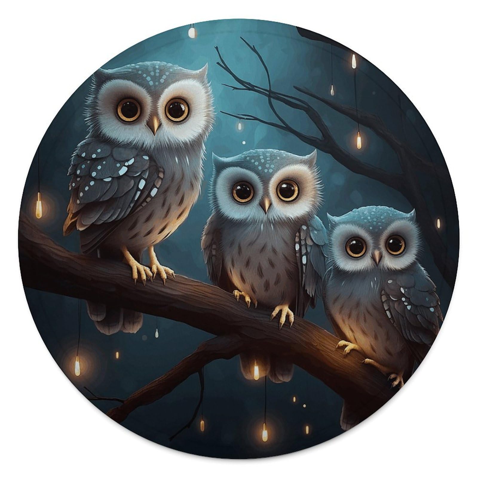 Couverture de plage ronde haut de gamme 150cm motif hibou microfibre de coton et franges bohèmes