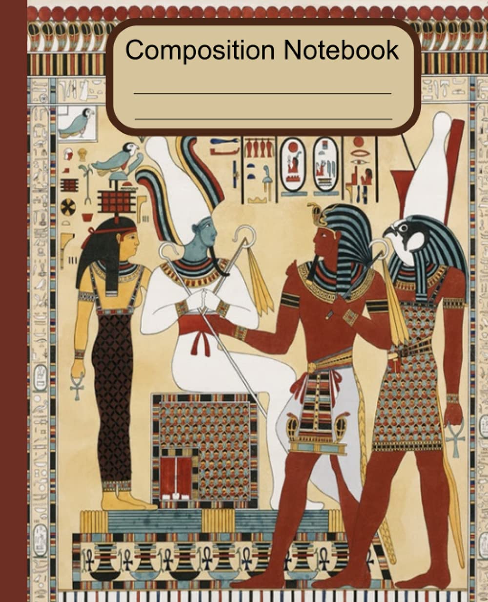 Composition Notebook: Beautiful Vintage style ancient Egypt theme Journal, Wide Ruled Paper notebook, Hieroglyphics, old Pharaohs illustration