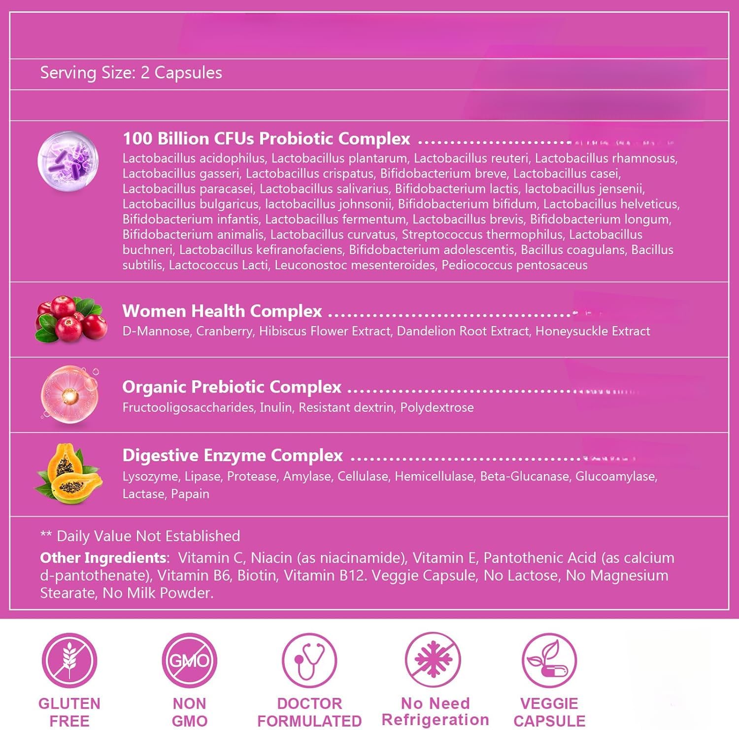 Probióticos para Mujeres con Enzimas Digestivas y Prebióticos