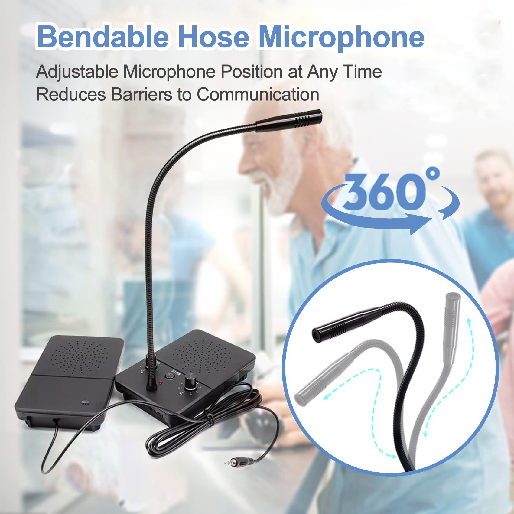 Intercomunicador Ventanilla, Microfono De Ventanilla, Intercomunicador Bidireccional Mostrador, Sistema De Intercomunicación De Altavoz De Ventana (5 Vatios Alta Potencia,Mute,Anti-interferencia)