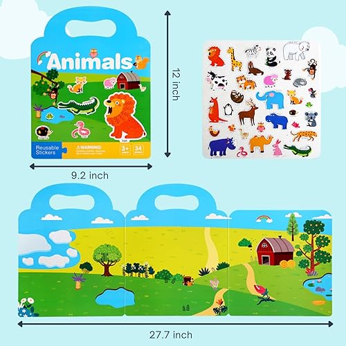 Miniatura 2 de Libro de calcomanías reutilizables para niños de 2 a 4 años, bonitas calcomanías impermeables para actividades de aprendizaje preescolar, regalo