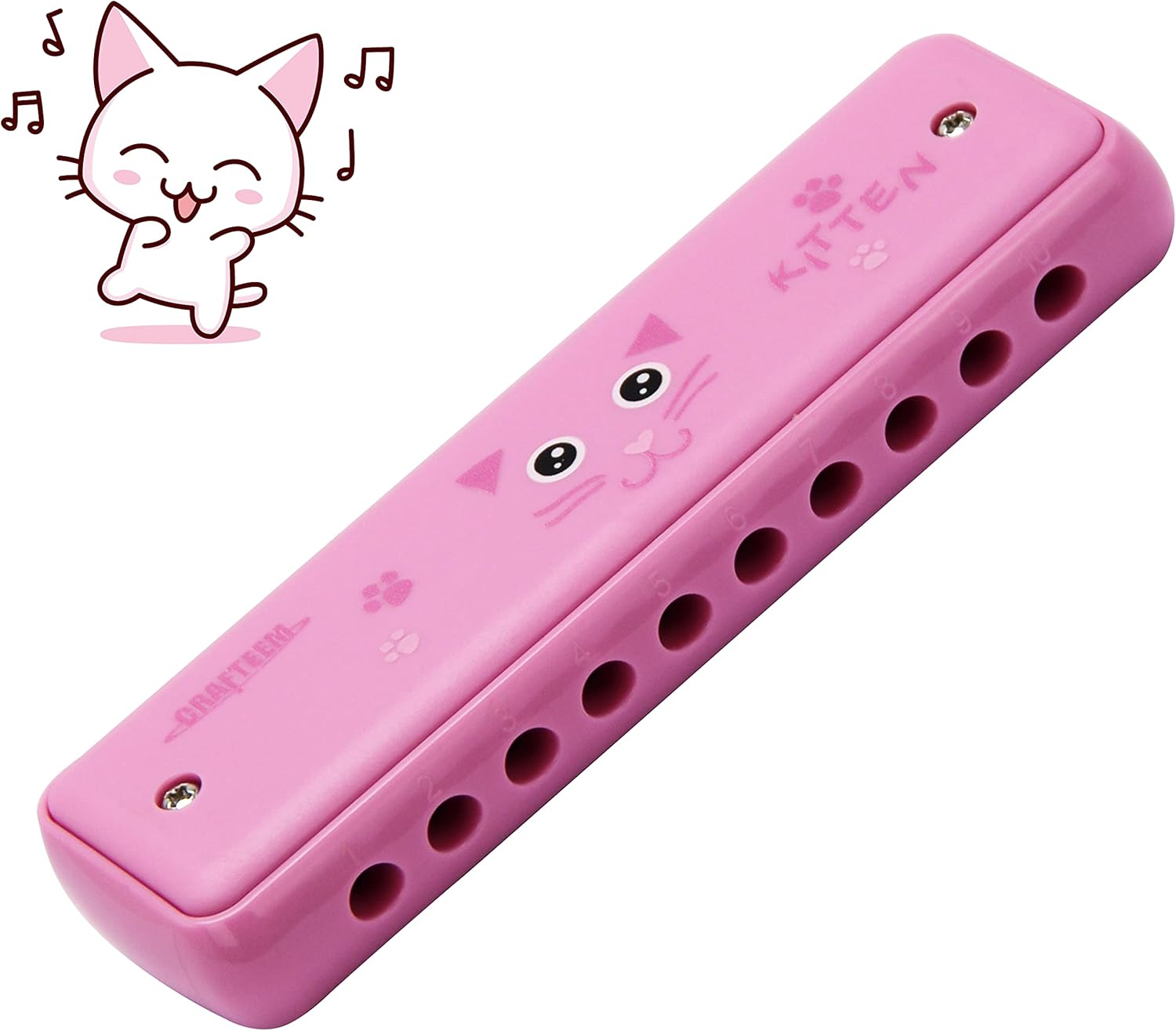 Crafteem Color Blues Harmonica, Key of C for Kids, Children, Toddler and Beginners,10 Hole 20 Tones Musical Instrument Toy Gift