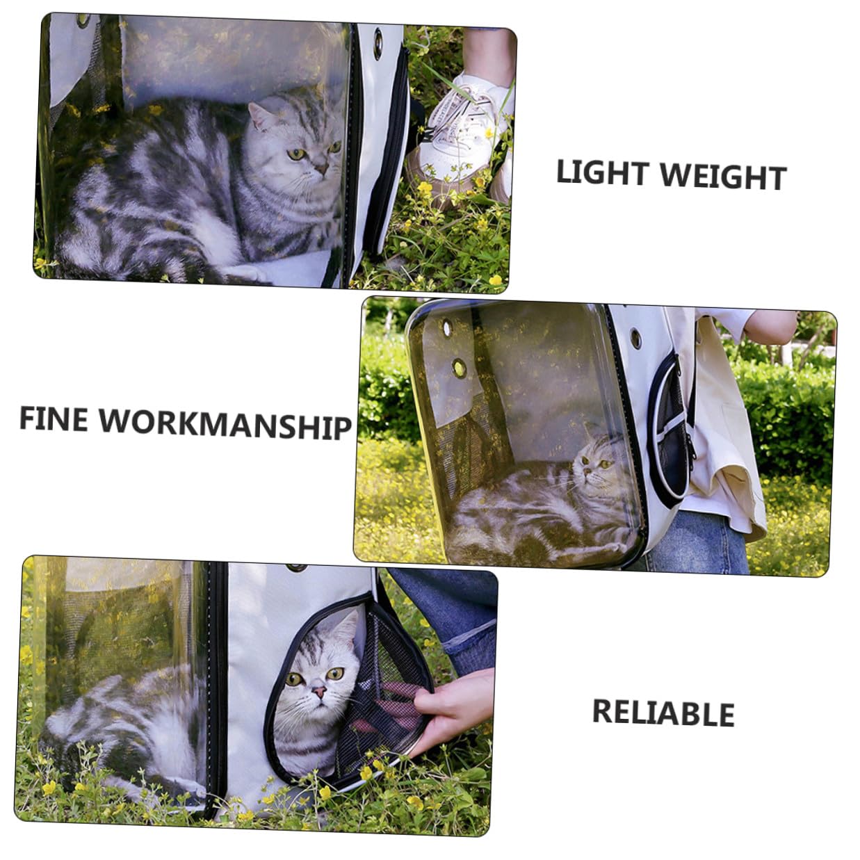 Bolsa de Transporte para Mascotas Transparente y Plegable | PC y Tela Oxford, Ligera y Cómoda de Llevar, para Gato y Perro Pequeño, Uso Exterior