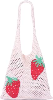 Cute Beach Bag Crochet Beach Tote Bag Mesh Beach Shoulder Handbags Y2k Aesthetic Fairycore Hobo Tote Bag