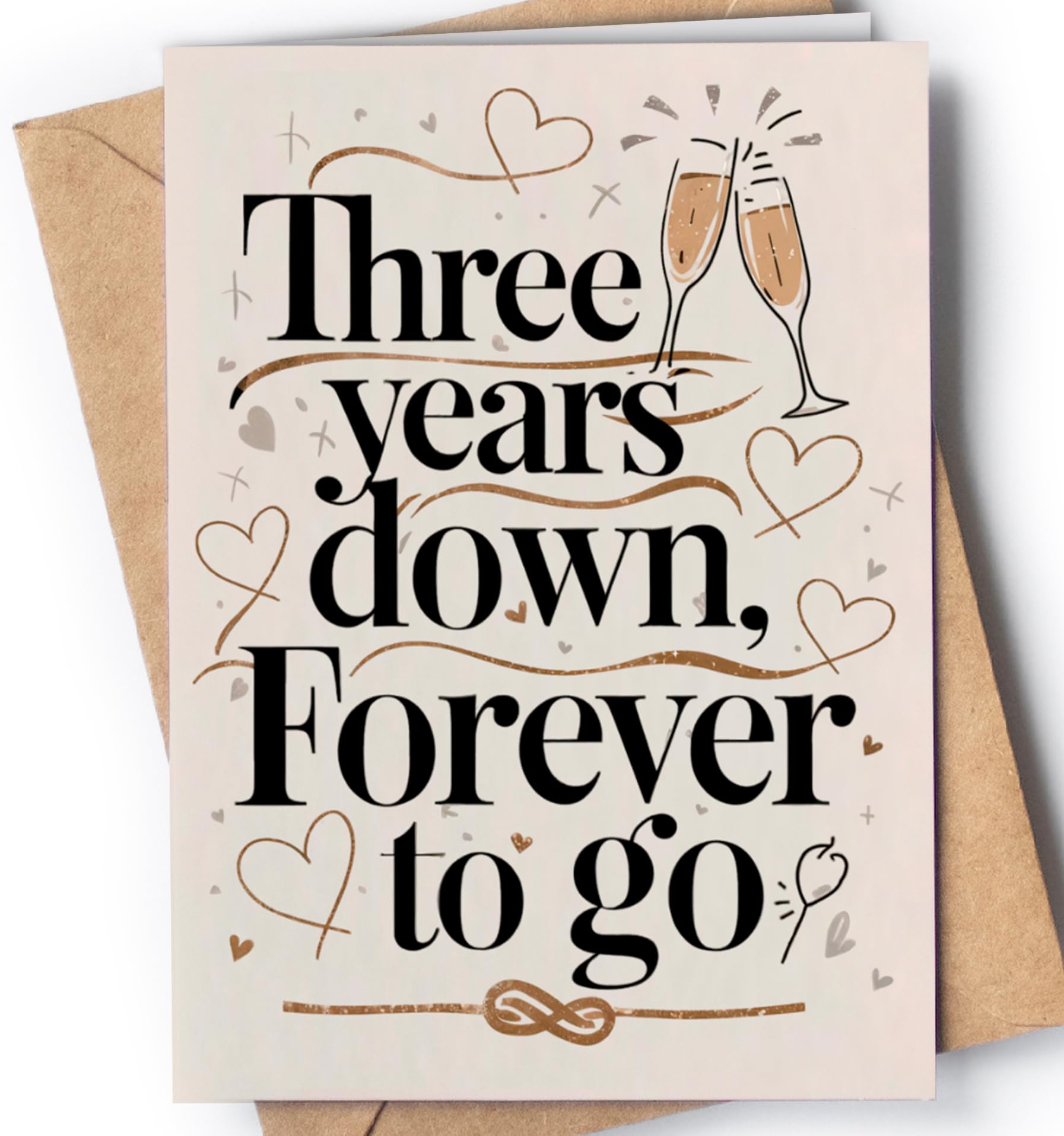 Greeting Cards for Everyone Tarjeta de 3er Aniversario para Hombre o Mujer - Aniversario Gracioso para Marido, Novio o Novia - Regalo Original, Tarjeta de San Valentín para Pareja - NUM 171