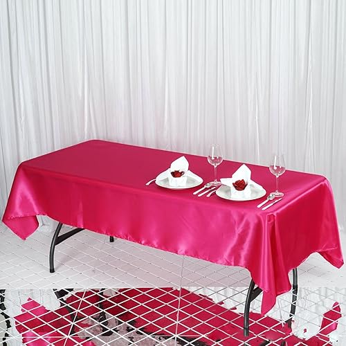 Miniatura 7 de Efavormart - Mantel rectangular de satén, 60 x 102 pulgadas, suave, oblongo, lavable, mantel decorativo de tela sedosa para bodas, fiestas,