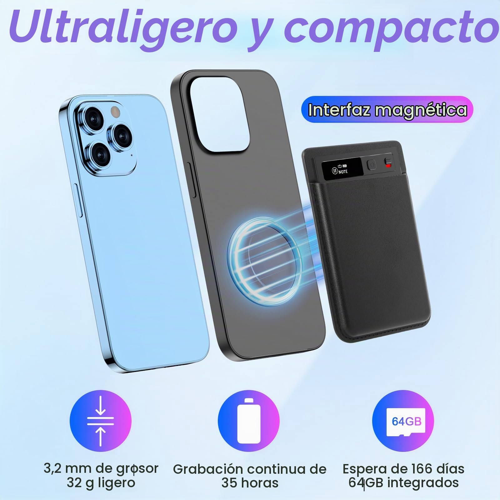 Grabador de Voz IA Qoosea, 64GB con Transcripción ChatGPT-4.0 y Mapa Mental, Control por App para Reuniones, Conferencias, Llamadas, Doble Modo de Grabación, Servicio de IA Gratis 1 Año